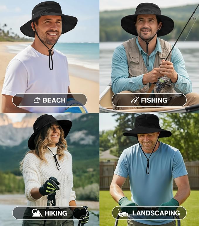 GearTOP Safari Hat for Men Sun Hats for Women UV Protection UPF 50+ Fishing, Gardening, Hiking Hat (22-23 1/2")