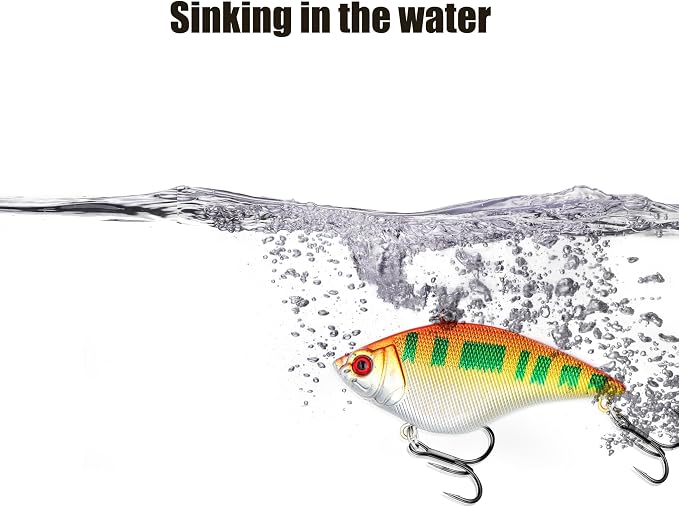 EXAURAFELIS Lipless Crankbait Fishing Lures Fishing Gear Vibration Lures VIB Lure with Treble Hook Swimbait FishingBait Sinking Lure for Bass Trout Walleye Redfish