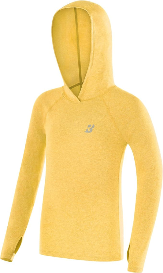 Roadbox Boys Rash Guard Hooded Fishing Shirt, Kids UPF 50+ Long Sleeve Sun Hoodie, Youth UV Protection Beach Swim Shirts