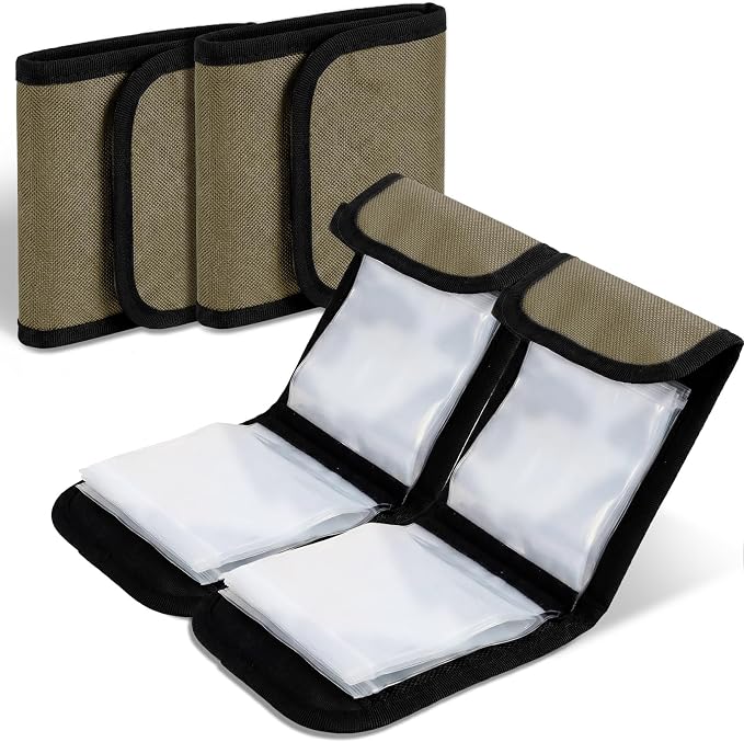 2 Pack Fishing Tackle Binder 20 Pockets Fly Fishing Leader Tippet Line Wallet Leader Organizer Case Lure Storage Bag for Pre-tied Rigs, Leaders, Soft Baits and Lines(Khaki)