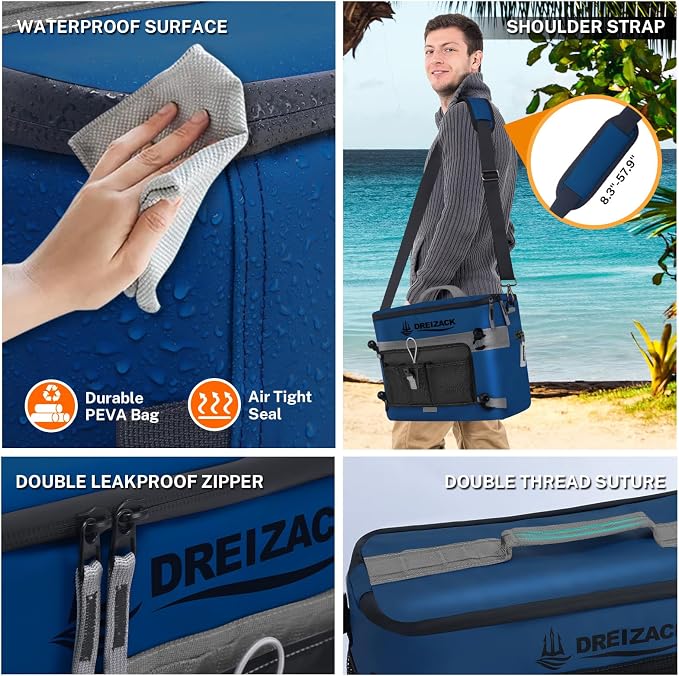 Dreizack Kayak Cooler Behind Seat, Waterproof Cooler for Kayaking,Paddle Board Cooler Compatible with Lawn-Chair Seat Kayak Accessories Cooler Bag Kayak Cooler Tow Behind for Camping Fishing