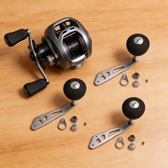 3 Pcs Fishing Reel Handle Replacement Parts, Sturdy Power Handle Knob Set for Repairing Baitcasting, Drum, and Conventional Reels. Provides Comfortable Grip for Smooth Cranking.