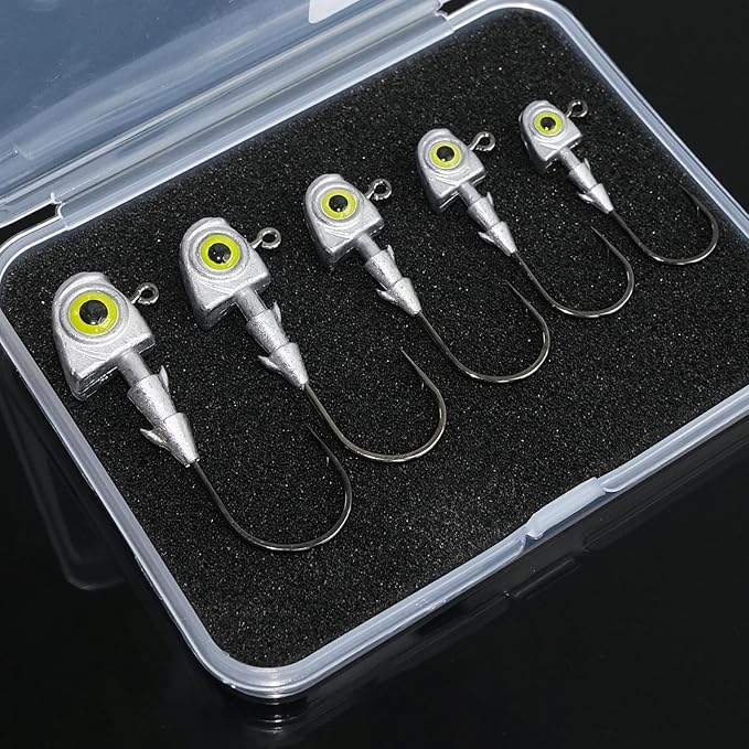 15pcs Swimbait Jig Heads Dual Bait Keeper 3D Eye Salt Fresh Water Soft Lure Hooks Multi Weight Assortment 1/8-1/2oz