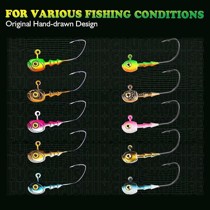 LUCKYFISHING Swimbait Jig Head 40/30/25/20/15Pcs Freshwater Saltwater Jig Heads for Bass Walleye Trout Fishing Gifts for Men 1/8oz 1/5oz 1/4oz 3/8oz 1/2oz