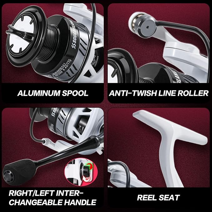 Sougayilang Surf Fishing Rod and Reel Combo, 4 Piece MH/H Saltwater Fishing Combo with 5000 Size Spinning Reel(12'/15')
