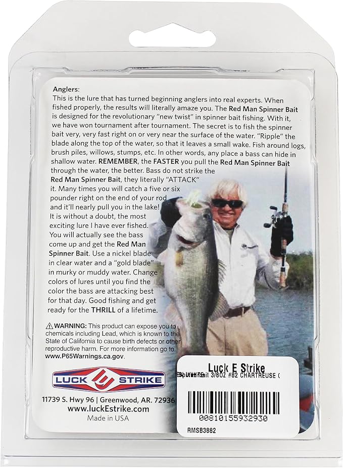 Luck E Strike Redman Spinner Bait by Jimmy Houston, 3/8 Ounce Colorado Spinnerbait