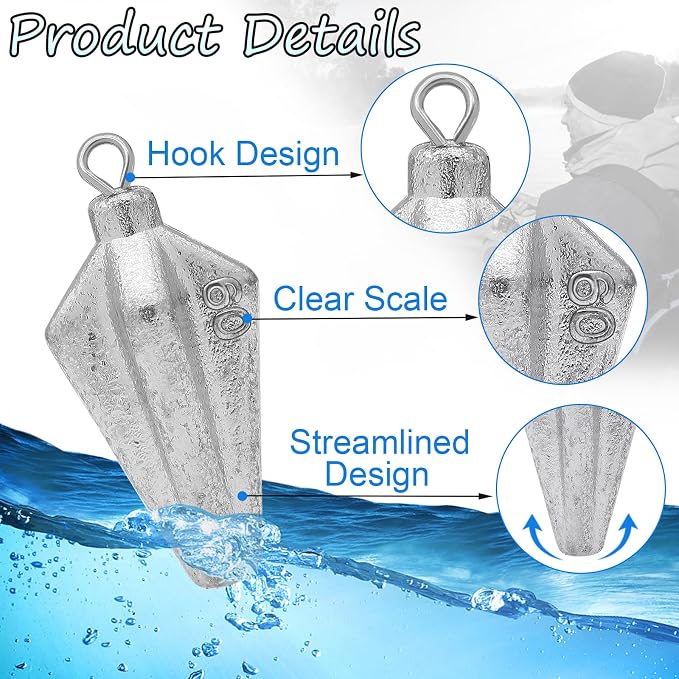 Fishing Pyramid Weights Sinkers Rhombus Quadrangle Lead Triangle Fishing Sinkers Surf Fishing Sinkers for Ocean Saltwater Fishing Casting Gear Tackle 1oz 2oz 3oz 4oz
