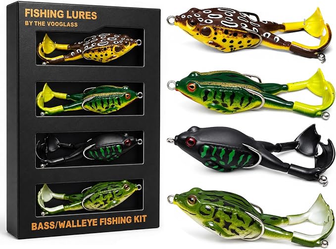Soft Fishing Lure Kit for Bass/Trout/Pike/Salmon, 4Pcs Fishing Gear for Individually Packaged Baits with Gift Box