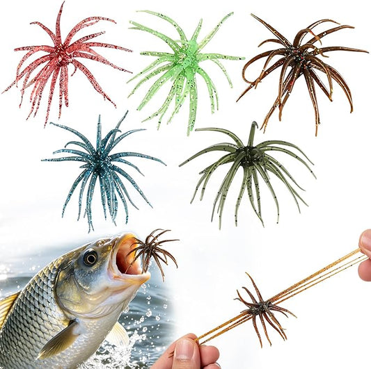 Tentacle Fishing Lure,Dice Bait Soft Plastic Swim Bait,Sea Urchin Lure,for Drop Shot,Weird Fishing Rig,Trout Sea Bass Mandarin Fish Catfish Slow Sinking Soft Lure 2.36 in,3.9 in and 4.3 in.