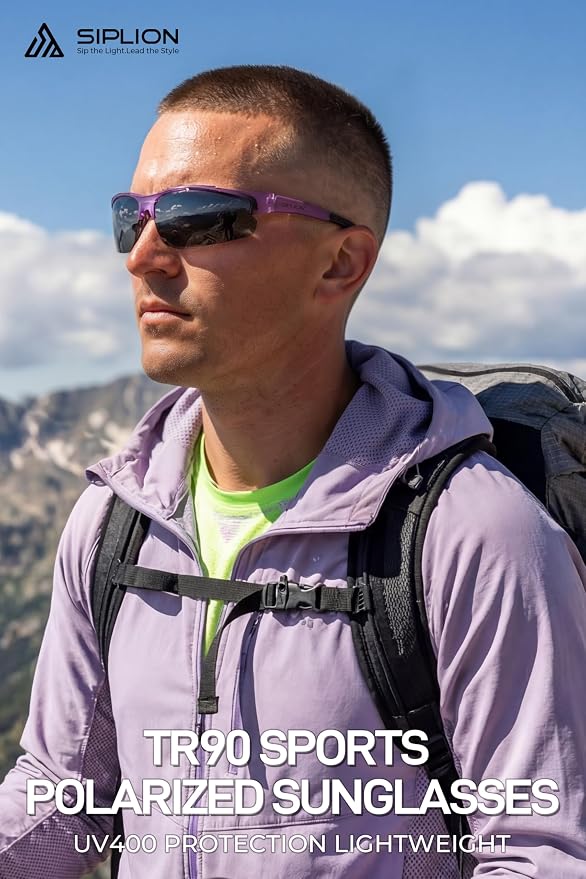 SIPLION Polarized Sunglasses Men Sports: UV400 Protection Anti-Slip Wrap-Around TR90 Frame for Driving Fishing Golf Running