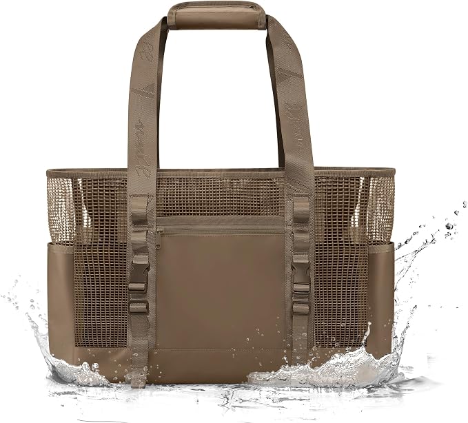 Yarwo Boat Gear Tote Bag, 35.5L Waterproof Boat Accessories Organizer with Marine-grade Coated Mesh and Wet Dry Pockets