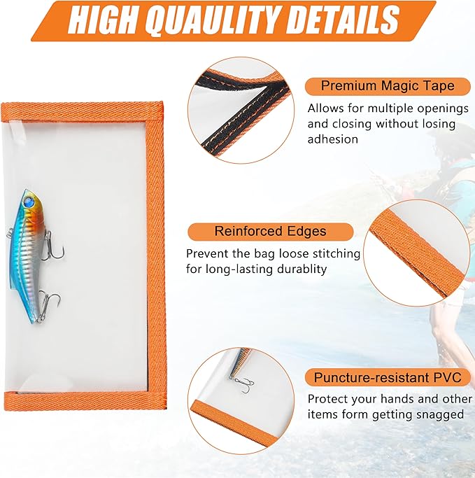 Fishing Lure Wraps, Fishing Hook Covers Durable Clear PVC Lure Covers Keeps Fishing Safe Easily See Lures Bait Storage Protector