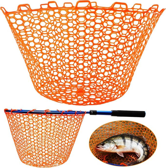 Dovesun Rubber Fishing Net Replacement Netting Without Handle Clear Black Fishing Nets for Fish Fly Fish Landing Net Bag for Freshwater Saltwater Foldable Trout Net Rubber Mesh 5 Sizes White Black Red