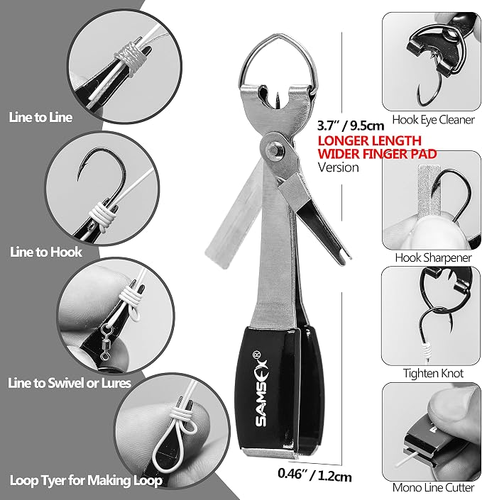 SAMSFX Fishing Zinger Retractors Retractable Tape Measure with Fly Fishing Knot Tying Tool Combo