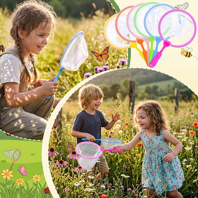 Halloscume 40 Pcs Butterfly Bug Net for Kid Collecting Insect, Fishing Net with Anti Slip Grip, Outdoor Tools for Catching Bugs Fish, Spring Outing Supplies for Kids Nature Exploration