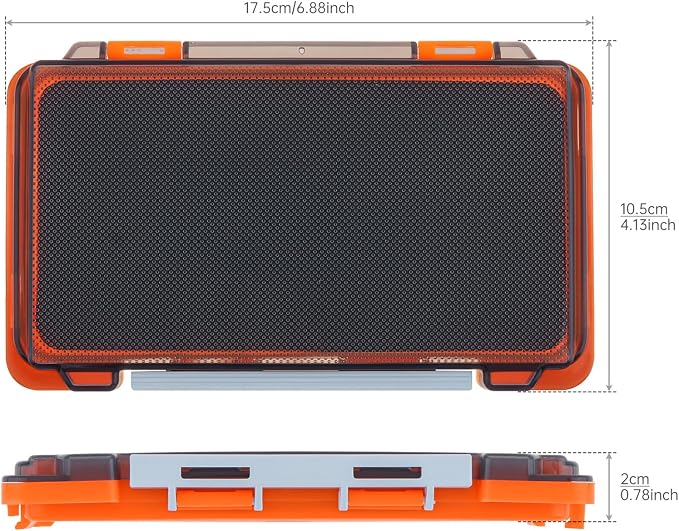 Fishing Tackle Box Slit Foam Case, Super Slim Fishing Lures Jig Box Hooks Spinners Spoons Storage Tackle Tray, (6.8 * 3.8 * 0.8inch) (Orange)