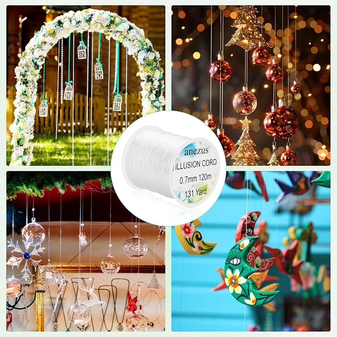 Anezus Fishing Wire for Hanging, Clear Fishing Line Invisible String Strong Monofilament Line for Hanging Decorations and Crafts