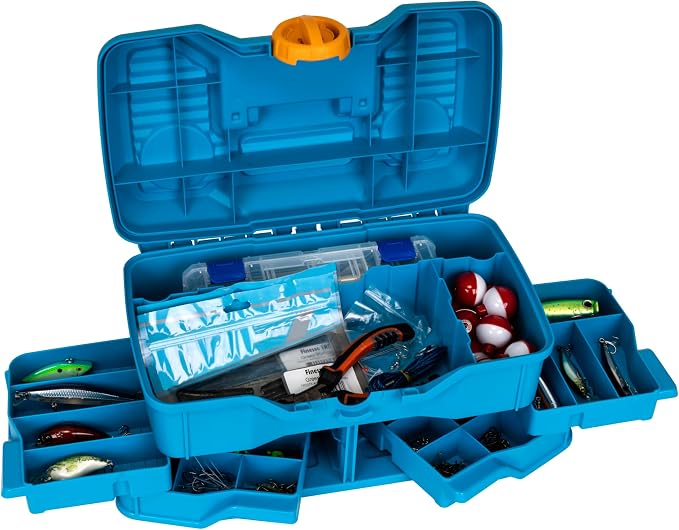 Flambeau Outdoors 440NGA NextGen 4/0 Medium Fishing Tackle Box, 4 Pivot Trays, 23 Compartments, Advanced Tackle Storage Organizer, Blue