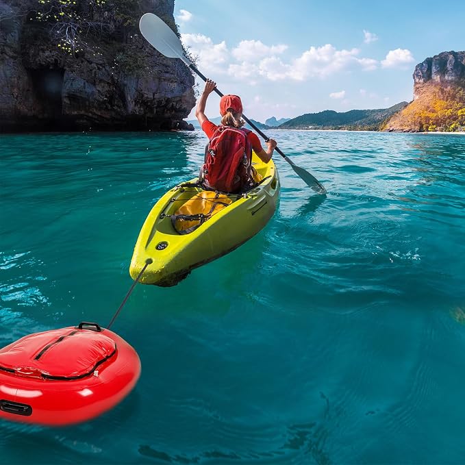 WILLBOND Inflatable River Floating Cooler Tow Behind, 38 Qt Insulated Heavy Duty PVC Kayak Floating Cooler with Handle for Outdoor Kayaking Rafting Boating Fishing and River Tubing