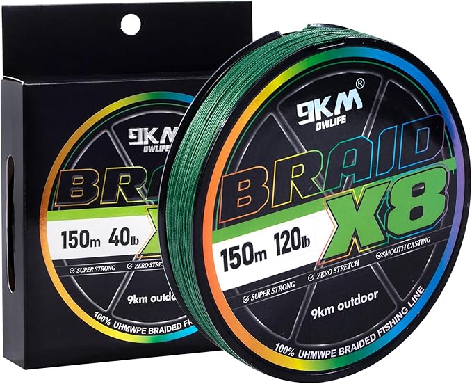 9KM DWLIFE Braided Fishing Line 8LB-120LB Dyneema Fishing Line, Zero Stretch & Anti-Bite Coating for Freshwater/Saltwater Fishing 4/8 Strands