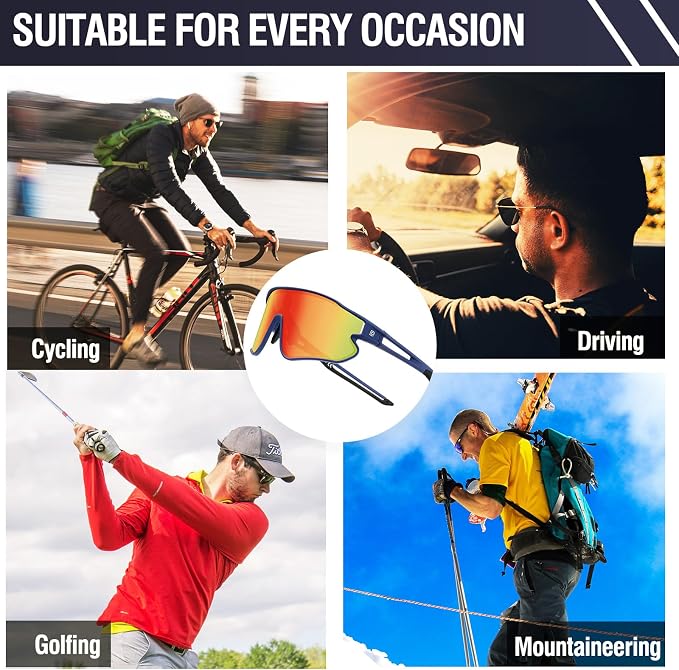 DUCO Polarized Sports Sunglasses for Men Women: UV400 Protection 24g Wrap Around Glasses for Baseball Running Hiking DC0023