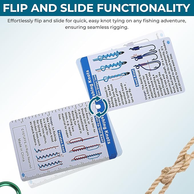 Simple Fishing Knot Tying Tool: 25 Ways Easy Waterproof Knots Cards – Portable Pocket Guide for Beginners, Essential Fishing Gear for Saltwater & Fly Fishing, Fishing Gift for Men, Kids, Boy Scouts