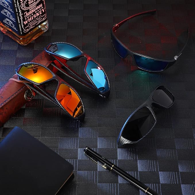 TOODOO 4 Pairs Men Polarized Sunglasses with UV Protection Driving Glasses Sports for Sport Outdoor Activities
