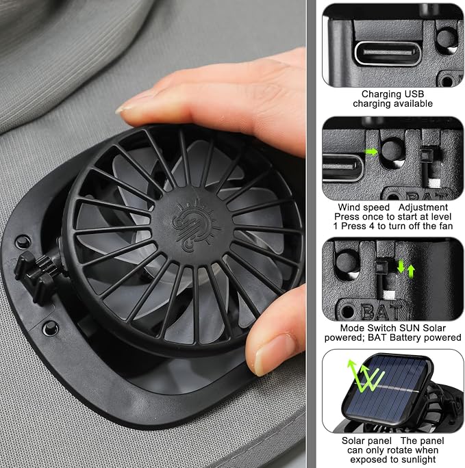Solar Hat with Fans, Wide Brim Cooling Sun Hat with Removable Dual Fans USB Charging Neck Cover for Outdoor Fishing