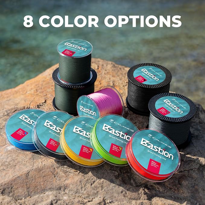 Calamus Bastion Braided Fishing Line -Abrasion Resisting Braided Lines – Thin Diameter Superline – Zero Stretch – 4 Strand MultiTuf Fiber Braid Line
