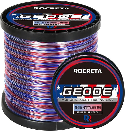 Geode Monofilament Fishing Line - Premium Resistant Nylon Mono Fishing Line 3-100lb - Superior Freshwater & Saltwater Mono Leader Materials 500/1200/2400yds