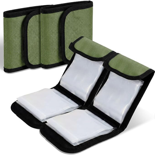 2 Pack Fishing Tackle Binder 20 Pockets Fly Fishing Leader Tippet Line Wallet Leader Organizer Case Lure Storage Bag for Pre-tied Rigs, Leaders, Soft Baits and Lines(Military Green)