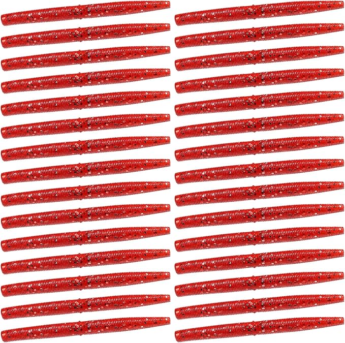 30Pcs Artificial Soft Baits Earthworm Salts Scent Soft PVC Stick Baits Slow Sinking Wobblers Elastic Soft Noodles Lures