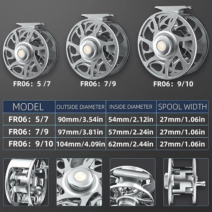Ashconfish Fly Fishing Reel CNC-Machined Aluminum Alloy Fly Reel with 2+1BB Anti-Corrosion Bearings Ultra-Smooth Drag System & Ergonomic Design for Ultimate Performance