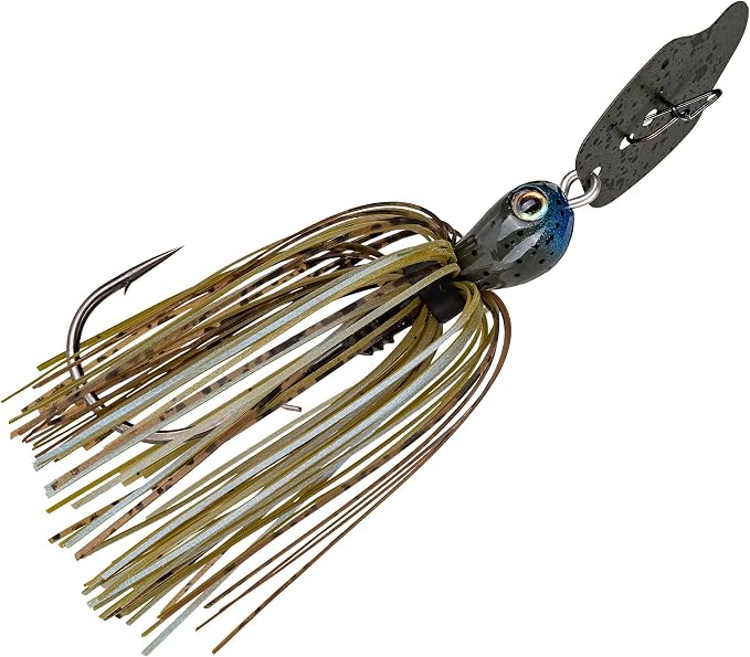 Strike King Thunder Cricket Fishing Lure, Vibrating Swim Jig, Silver Blade, 4/0 Jungle-Style Flipping Hook