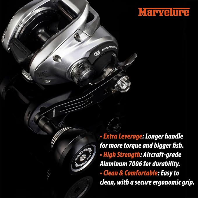 Power Handle 2.95'' (75 mm) Compatible for Shimano Curado Tranx, Daiwa Lexa, Penn Fathom Squall Low Profile, Okuma Komodo, Quantum Accurist Baitcasting Reels