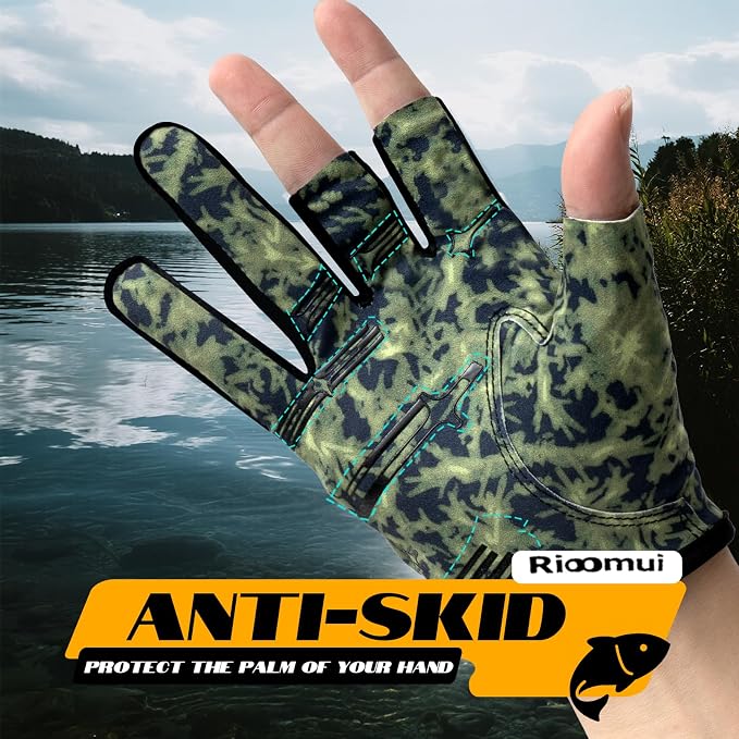 3-Cuts Fishing Gloves Men, Lightweight Breathable Anti-Slip Kayak Gloves Women for Kayaking, Sailing,Paddling,Rowing Enhanced Grip and Comfort