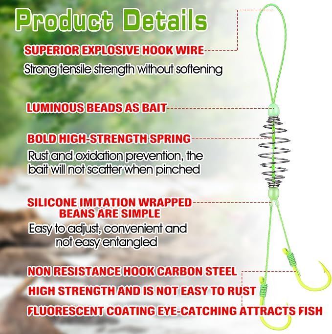 Teenyyou 9 Pack Carp Fishing Baits Hooks with Fishing Spring Carp Feeder Lure Trap Hook 6#-14# Full Size Bait Tackle