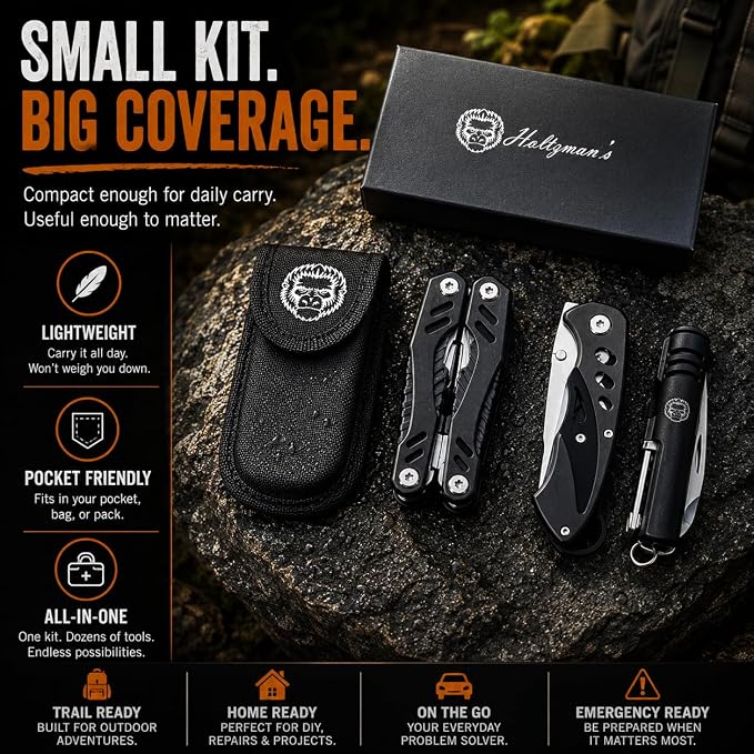 Multi Tool Knife Gift Set for Men - Pocket EDC Multitool with Folding Knife, Pliers, Screwdrivers & Bit Kit - Camping, Fishing & Everyday Carry Tool Gift for Dad, Husband & Outdoorsmen