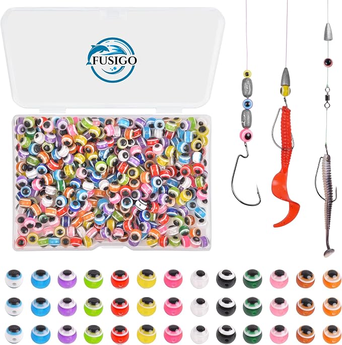 Fishing Beads Assortment Kit Hard Plastic Fishing Line Beads Bait Eggs for Texas Carolina Rigs Fish Rigs DIY Kit, 300pcs Mix, 6mm 300pcs