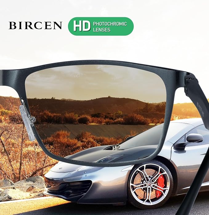 BIRCEN Polarized Mens Sunglasses for Driving: UV Protection Al-Mg Metal Sunglasses Lightweight Shades for Fishing Travel Golf
