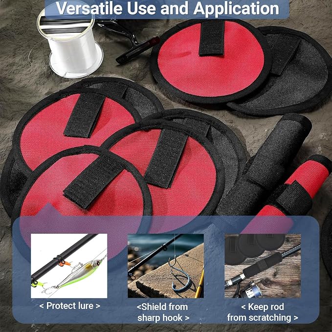 10 Pcs Fishing Lure Wraps - Hook & Lure Protectors Covers for Safe Bait Storage - Rod Covers, Bait Shield with Hook and Loop Fastener - Fishing Accessories