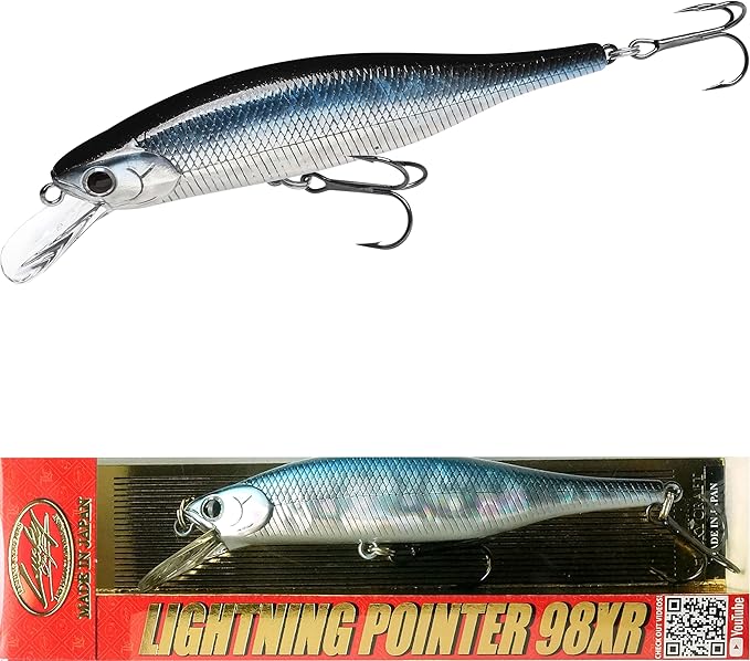 LUCKY CRAFT Lightning Pointer 98XR, Freshwater Bass Fishing Lures and Walleye Fishing Lures, 4" Slow Sinking Jerkbait, 6-7ft Depth, Largemouth Smallmouth, Tournament Fishing Gear