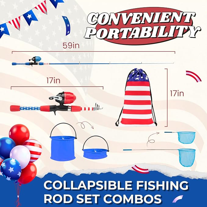 Kids Fishing Pole, Portable Telescopic Kids Fishing Poles for Boys Girls Youth, Fishing Rod and Reel Combo