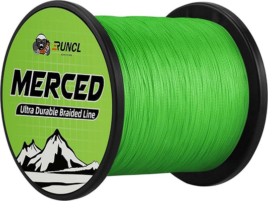 RUNCL Braided Fishing Line Merced, 1000 500 300 Yards Braided Line 4 8 Strands, 6-200LB - Proprietary Weaving Tech, Thin-Coating Tech, Stronger Smoother for Freshwater Saltwater