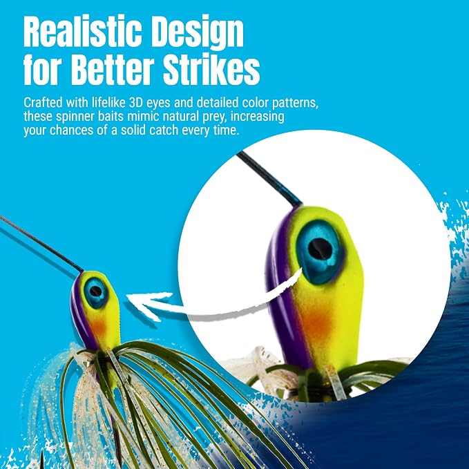 Reaction Tackle Spinner Bait Fishing Lure for Bass Fishing Also for Trout Pike Salmon Walleye (3-Pack)
