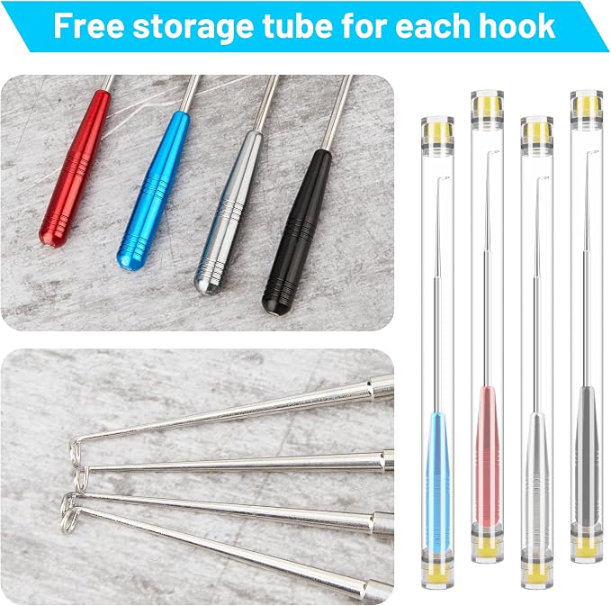 Fish Hook Remover Tool, 4PCS Fishing Hook Quick Removal Device, Fishing Gear Security Equipment Kits for Adult, Hook Extractor Accessories Tools with Storage Tube