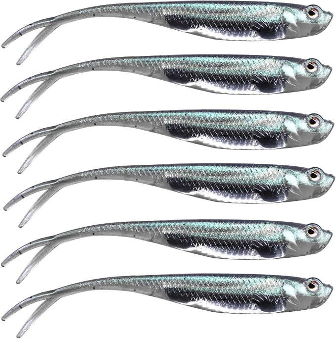 QualyQualy Soft Swimbait Fishing Lures 5PCS 6PCS Jerk Shad Minnow Drop Shot Lure Bass Bait Shad Lure Soft Jerkbait for Bass Trout Pike Walleye Crappie 2.95'' 3.93'' 4.72''