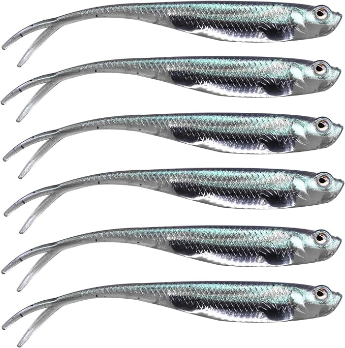 QualyQualy Soft Swimbait Fishing Lures 5PCS 6PCS Jerk Shad Minnow Drop Shot Lure Bass Bait Shad Lure Soft Jerkbait for Bass Trout Pike Walleye Crappie 2.95'' 3.93'' 4.72''