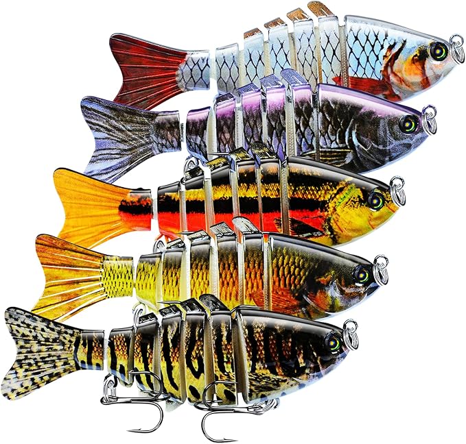 Keenjorika Fishing Lures Multi Jointed Fish Fishing Kits, Slow-Sinking Lifelike Segmented Swimbait Crankbaits, Realistic Swimming Action for Bass, Trout, Pike & Walleye, Freshwater and Saltwater