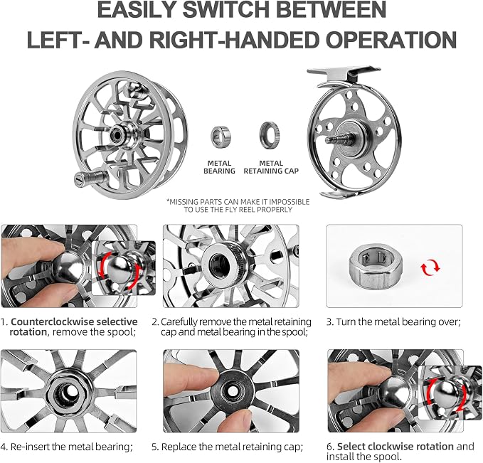Fly Fishing Reel 2+1BB CNC-machined Aluminum Alloy Lightweight Fly Reel